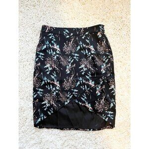 Mark Small Cross Front Black Floral Print Wrap Skirt